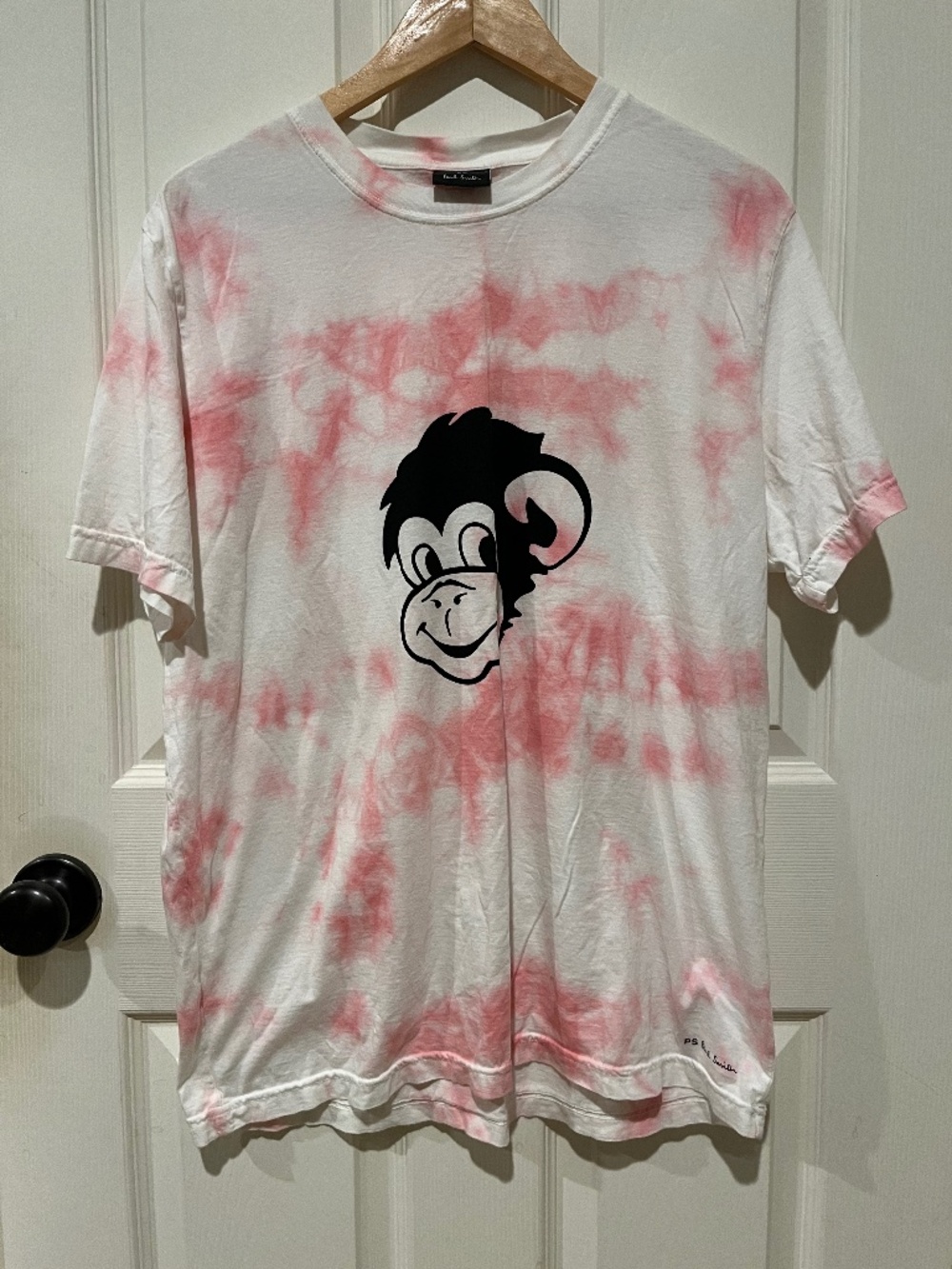 PS Paul Smith Men Pink/White Tie-Dye Monkey Graphic T-Shirt - Size XL - Like New